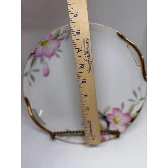 VTG Noritake Azalea Handled Cake Plate 8.5" Hand-Painted Pink Floral Japan MCM - Picture 8 of 8